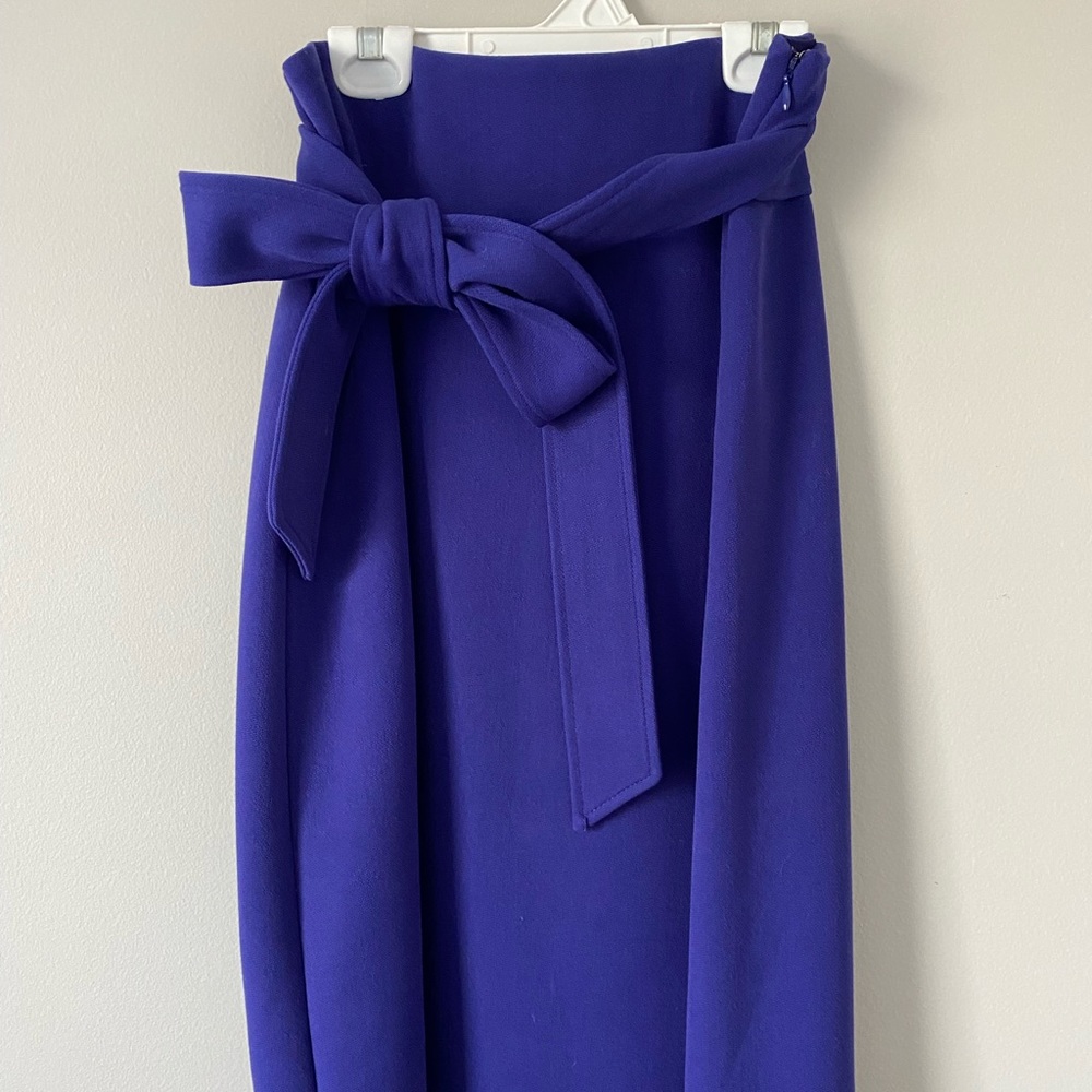 Indigo blue tie midi skirt